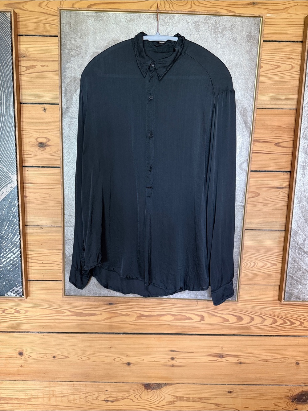 CP Shades Black Silk Button-Up Blouse